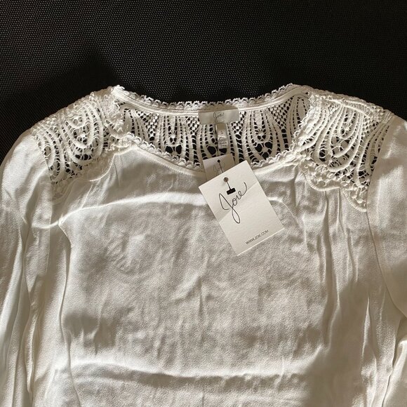 NWT JOIE Porcelain Cream Off White Blouse w. Crochet Lace Back Panel MSRP $238 - Picture 9 of 13